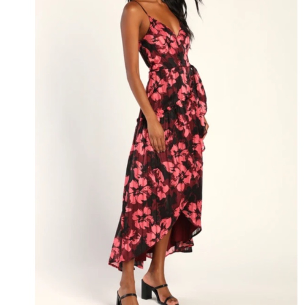 Burgundy Floral midi dress NWT